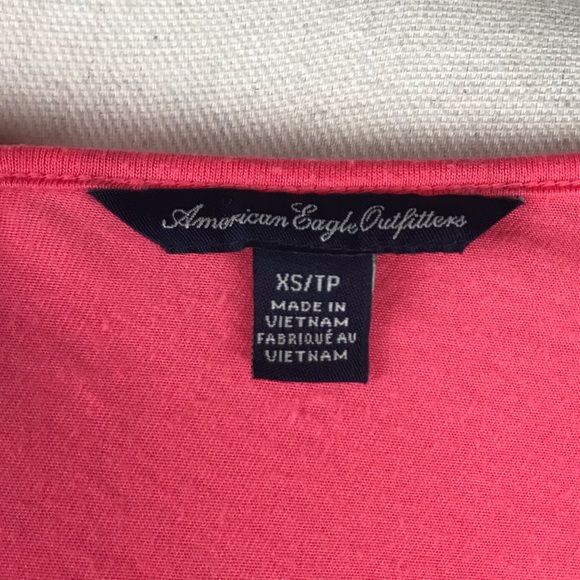 American Eagle top short sleeve pink high low hem open back - Picture 7 of 8